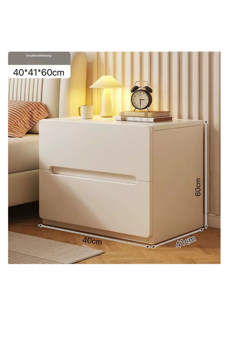 طاولة جنب السرير مع درجين ، طاولة ليلية حديثة لغرفة النوم. خزانة جنب السرير البسيطة والطاولة الجانبية للتخزين ، طاولة نهاية للمنزل (CT054-الأبيض) - Image 2