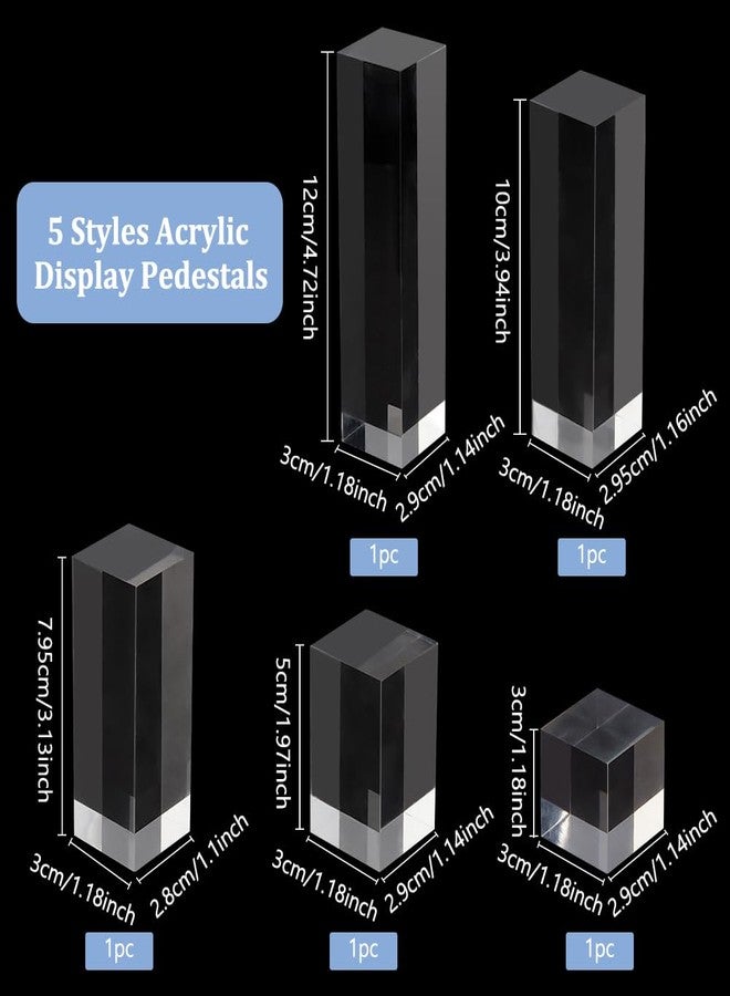 BENECREAT 5pcs Clear Acrylic Display Block 1.1/1.9/3/3.1/4.7 Inch Cube Square Acrylic Display Blocks Solid Display Pedestal Stand for Gem Display Jewelry Display - Image 2