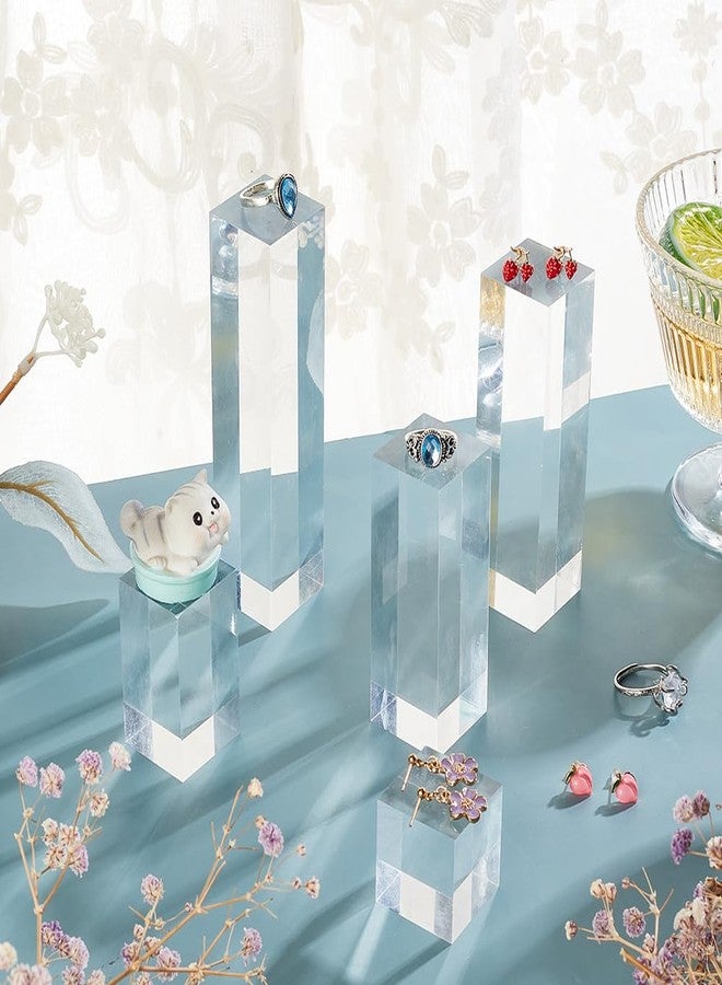 BENECREAT 5pcs Clear Acrylic Display Block 1.1/1.9/3/3.1/4.7 Inch Cube Square Acrylic Display Blocks Solid Display Pedestal Stand for Gem Display Jewelry Display - Image 5