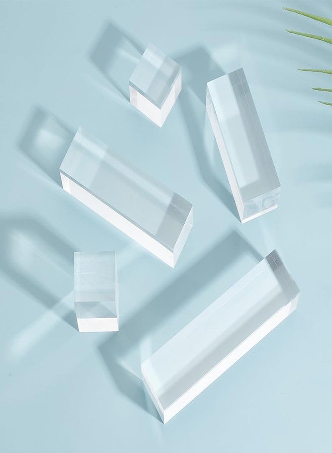 BENECREAT 5pcs Clear Acrylic Display Block 1.1/1.9/3/3.1/4.7 Inch Cube Square Acrylic Display Blocks Solid Display Pedestal Stand for Gem Display Jewelry Display - Image 4