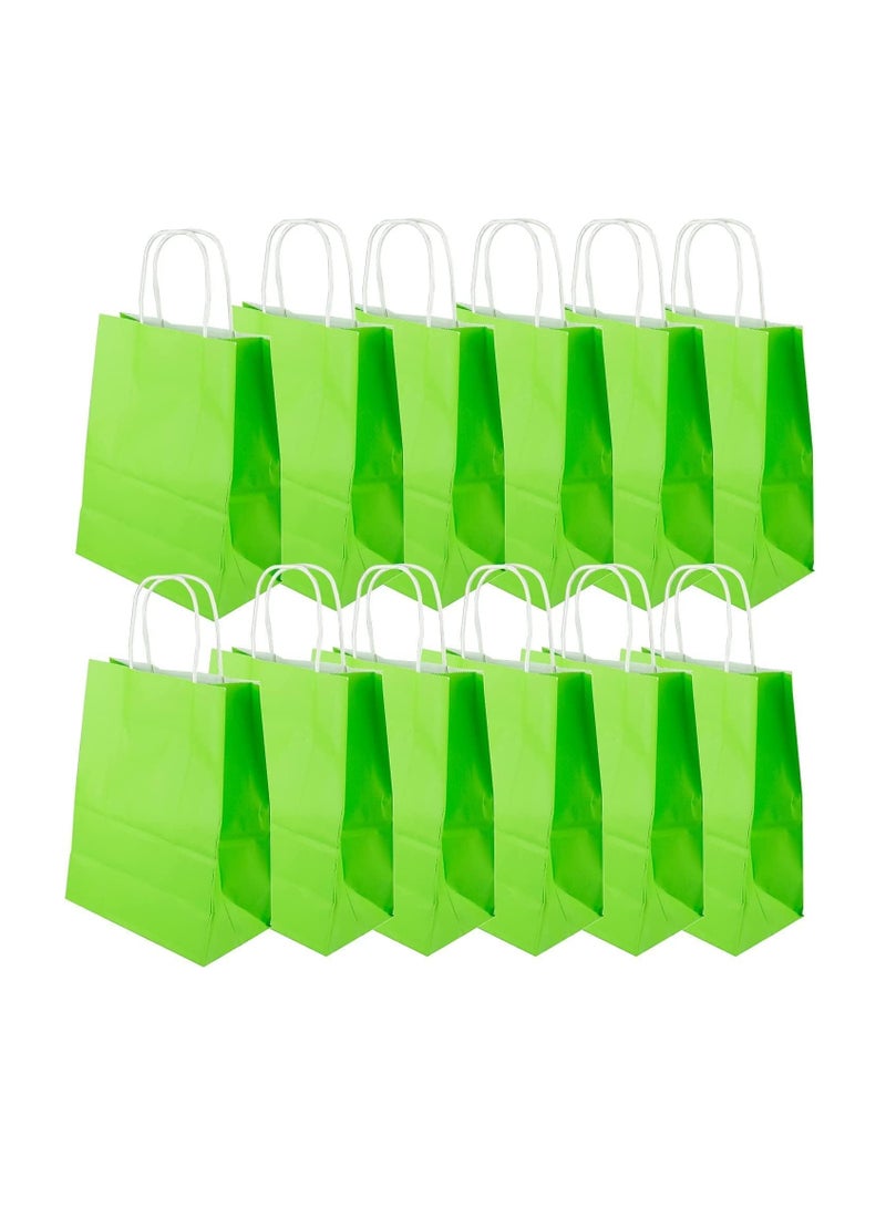 ECVV Gift Bags 12 Pieces Set Eco-Friendly Paper Bags With Handles Bulk Paper Bags Shopping Bags Kraft Bags Retail Bags Party Bags (GREEN, 27 * 22 * 11 Cm) - Image 1