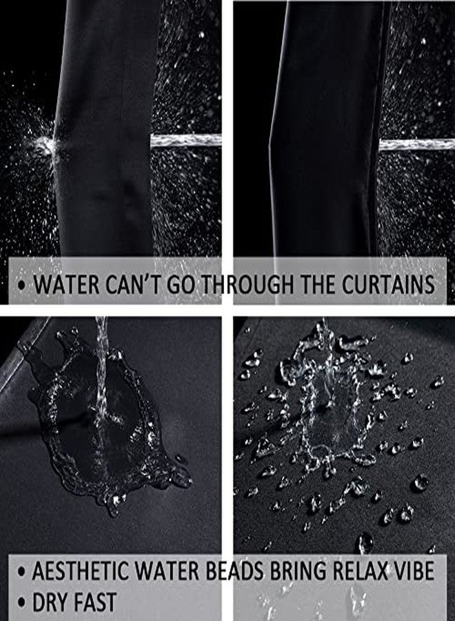 XTMYI Waterproof Fabric 30 Inch Curtains for Bathroom Kitchen Window,Mini Shower Small Short Blackout Tier Curtain Panels,Set of 2,60 Inch Wide,Black - Image 3