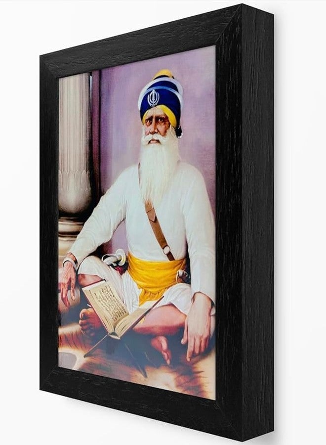 TEYRAH Baba Deep SIngh Ji Photo Frame (7 x 9 Inches) Wall Sketch Pencil Art Black & White Sikh Guru Photo Wall Hanging with photo size (5x7 Inches) 1 Inches Thicker - Image 4