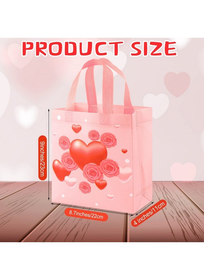 Valentines Day Gift Bags Reusable Shopping Bag Heart Rose Valentine Tote Bag Non Woven Treat Bags with Handles for Valentine's Day Wedding Party Supplies Gifts Wrapping, 9 x 8.7 x 4 Inch (16 Pieces) - pzsku/ZBB0493A283B493F71EDFZ/45/_/1736571239/3bdd6fe5-becc-4e41-a5be-a7bc149a932d