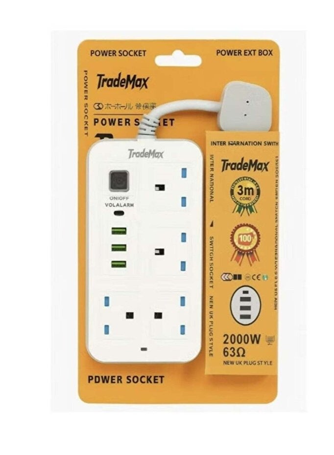 شريط تمديد كهربائي 8 في 1 – 2000 واط | 4 مقابس عالمية + 3 منافذ USB + منفذ PD Type-C للشحن السريع لا توجد أيّ تعليقات حتى الآن.