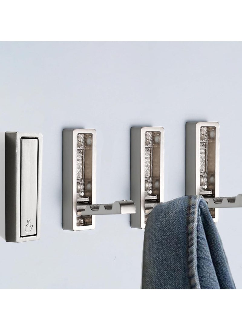 Foldable Coat Hooks 4 Pack,Heavy Duty Wall Hooks for Hanging Coats Towels Backpacks Bags Brushed Nickel Towel Hooks for a Functional Home (silver, 4) - Image 1