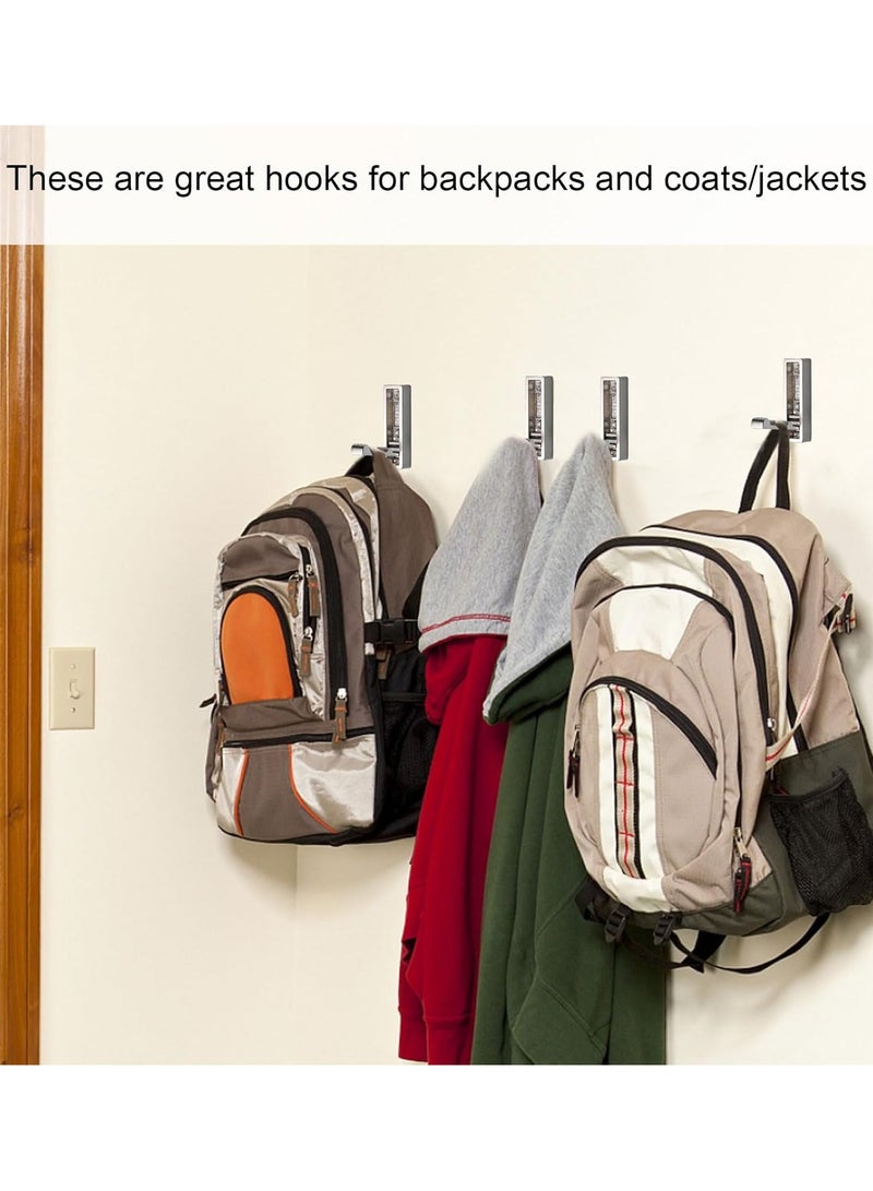 Foldable Coat Hooks 4 Pack,Heavy Duty Wall Hooks for Hanging Coats Towels Backpacks Bags Brushed Nickel Towel Hooks for a Functional Home (silver, 4) - Image 2