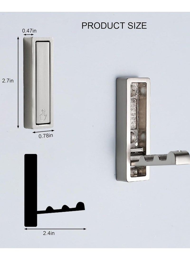 Foldable Coat Hooks 4 Pack,Heavy Duty Wall Hooks for Hanging Coats Towels Backpacks Bags Brushed Nickel Towel Hooks for a Functional Home (silver, 4) - Image 4