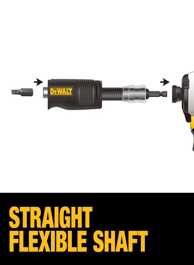 DEWALT FLEXTORQ Right Angle Drill Attachment, 4-in-1 System, 12-Inch Compact, Straight Flexible Shaft 90 Degree Drill Adapter (DWAMRASETFT) - Image 5