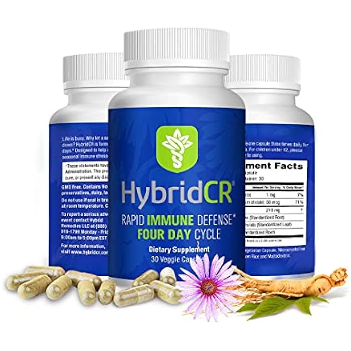 HybridCR Rapid Immunity Supplement | Zinc, Echinacea, Andrographis, Ginseng, Selenium, Gluten-Free & Non-GMO | 5-in-1 Immune Support Supplement | Pharmacist Formulated 1 Month Supply (30 Veggie Caps) - Image 1