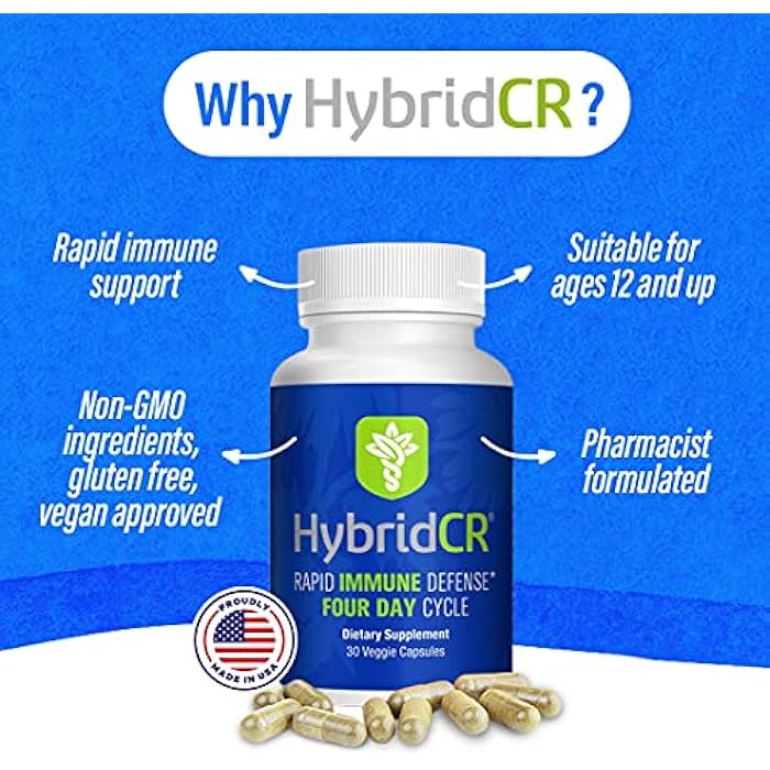 HybridCR Rapid Immunity Supplement | Zinc, Echinacea, Andrographis, Ginseng, Selenium, Gluten-Free & Non-GMO | 5-in-1 Immune Support Supplement | Pharmacist Formulated 1 Month Supply (30 Veggie Caps) - Image 2