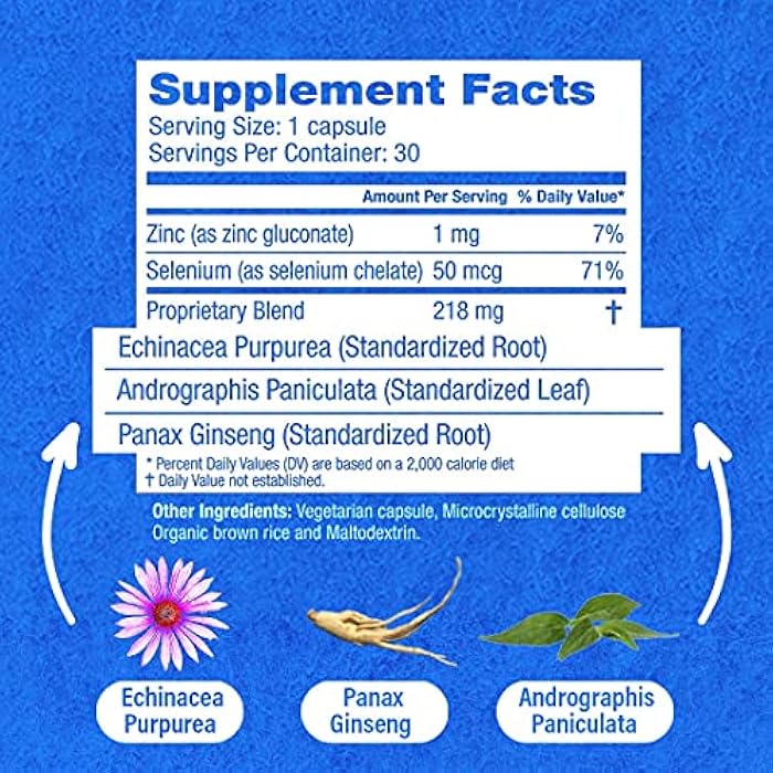 HybridCR Rapid Immunity Supplement | Zinc, Echinacea, Andrographis, Ginseng, Selenium, Gluten-Free & Non-GMO | 5-in-1 Immune Support Supplement | Pharmacist Formulated 1 Month Supply (30 Veggie Caps) - Image 5