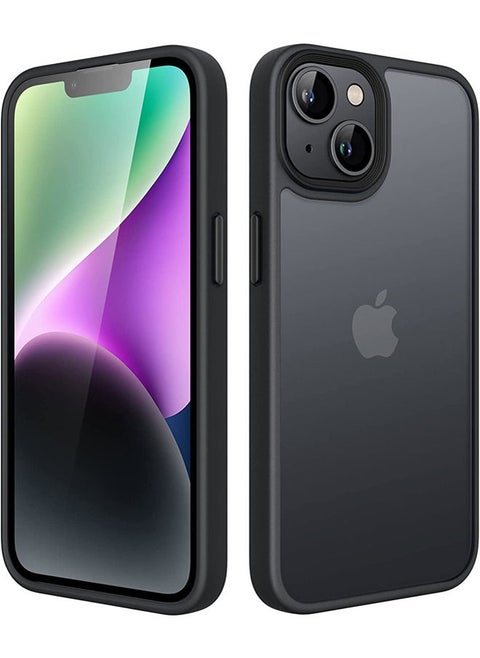 Matte Case for iPhone 14 Plus 6.7-Inch, Shockproof Grade Drop Protection, Frosted Translucent Back Phone Cover, Anti-Fingerprint (Black)