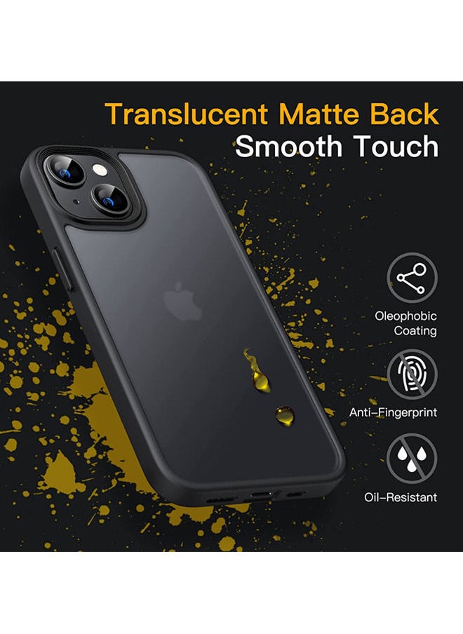 Rock Pow - Matte Case for iPhone 14 Plus 6.7-Inch, Shockproof Grade Drop Protection, Frosted Translucent Back Phone Cover, Anti-Fingerprint (Black) - Image 1