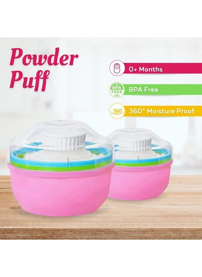 The Little Lookers - Portable Baby Skin Care Baby Powder Puff With Box Holder Container For New Born And Kids For Baby Face And Body (Pink) - Image 1