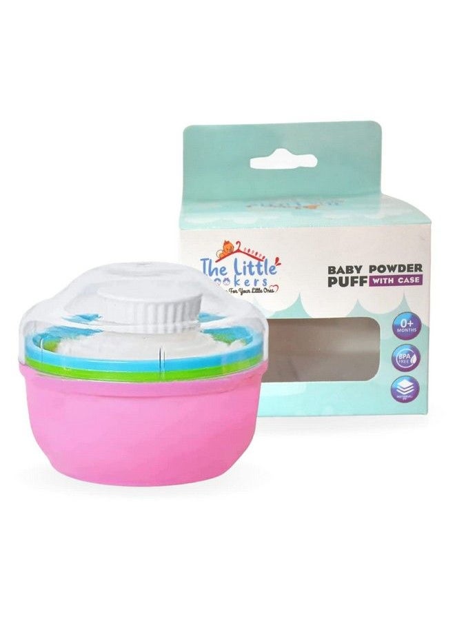 The Little Lookers - Portable Baby Skin Care Baby Powder Puff With Box Holder Container For New Born And Kids For Baby Face And Body (Pink) - Image 1