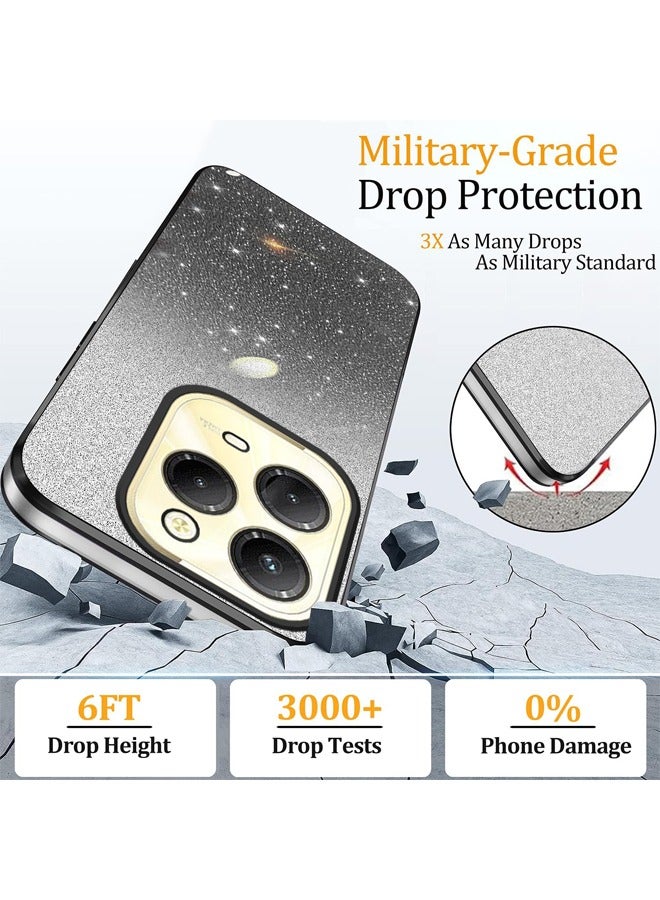 حافظة Infinix Hot 40/40 Pro من السيليكون اللامع، غطاء حماية مقاوم للصدمات مطلي بطبقة لامعة لهاتف Infinix Hot 40/Infinix Hot 40 Pro، حافظة رفيعة فاخرة للنساء والرجال - أسود - Image 3