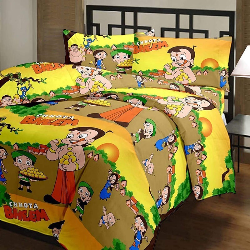 TEEJA 100 Reversible Dohar Combo Microfiber Polycotton Soft Light Weight Bed Dohar Use for All Season for Kids CHHOTA BHEEM Double Bed
