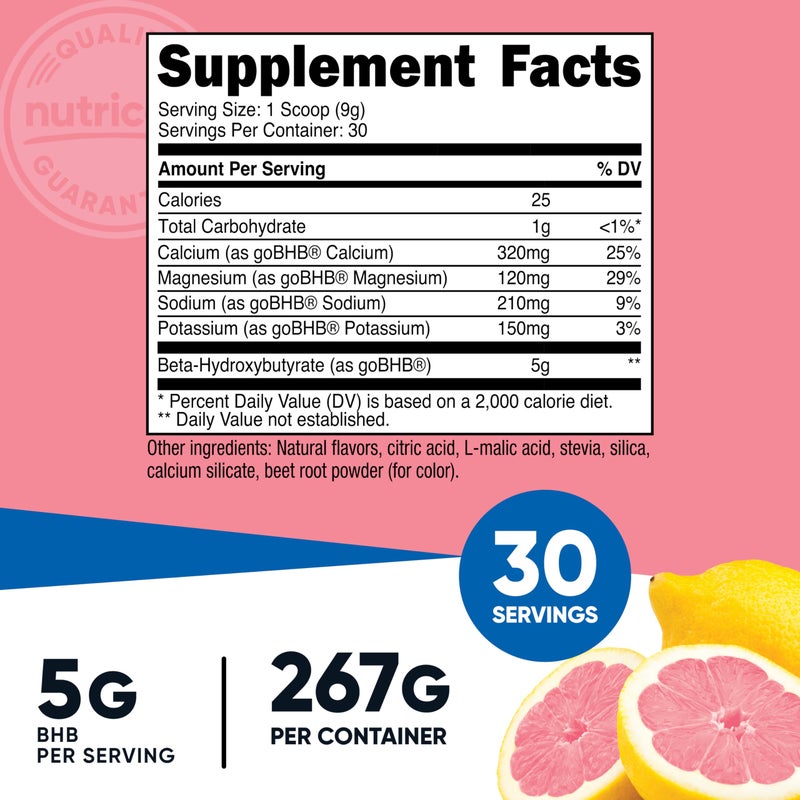 Nutricost BHB Salts Drink Mix (30 Servings, Strawberry Lemonade Flavored) (5G BHB Per Serving) - 0G Total Sugars, Vegetarian Product - Image 2