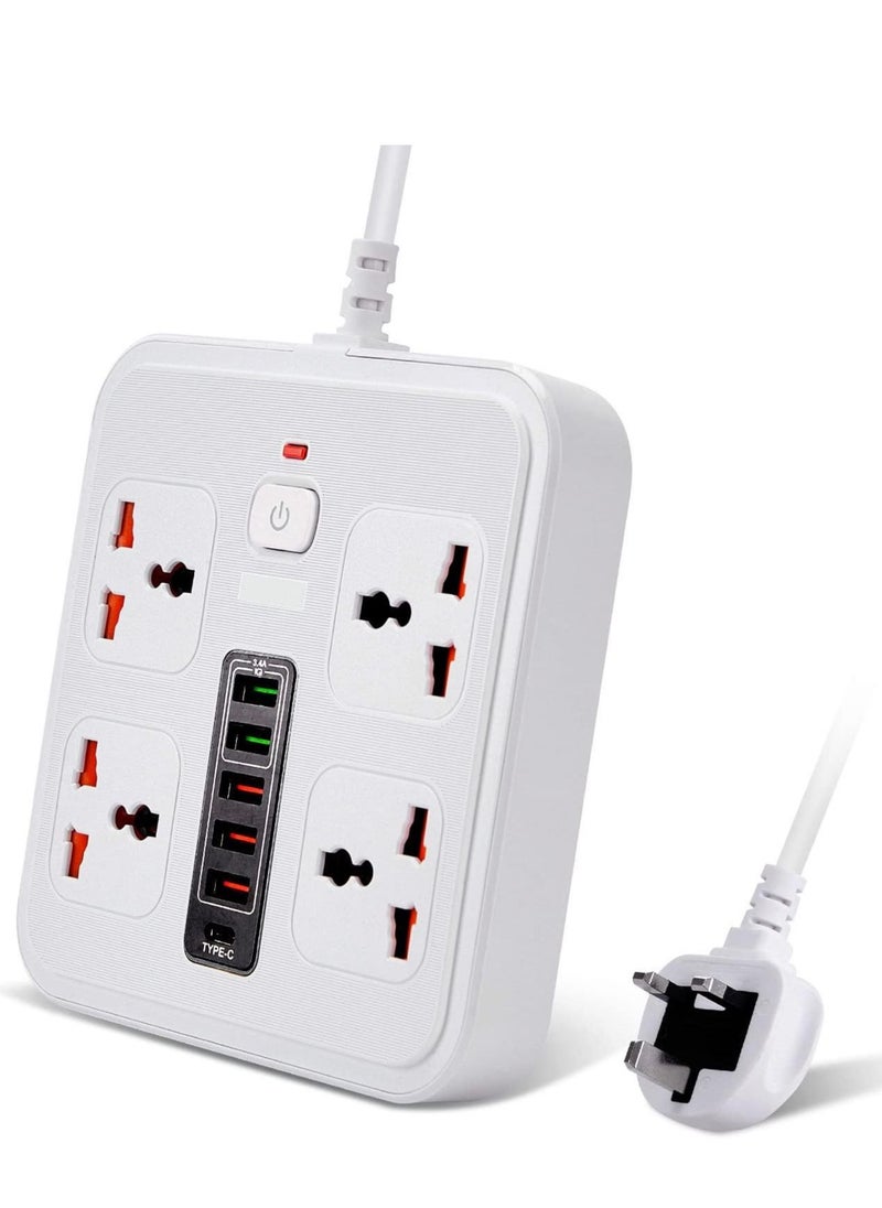 TYCOM Power Strip Surge Protector with USB Type C Extension Cord Flat Plug with Widely 4 AC Outlet and 5 USB 1 Type C Small Desktop Station Compact Socket for Travel Home and Office  - Image 1