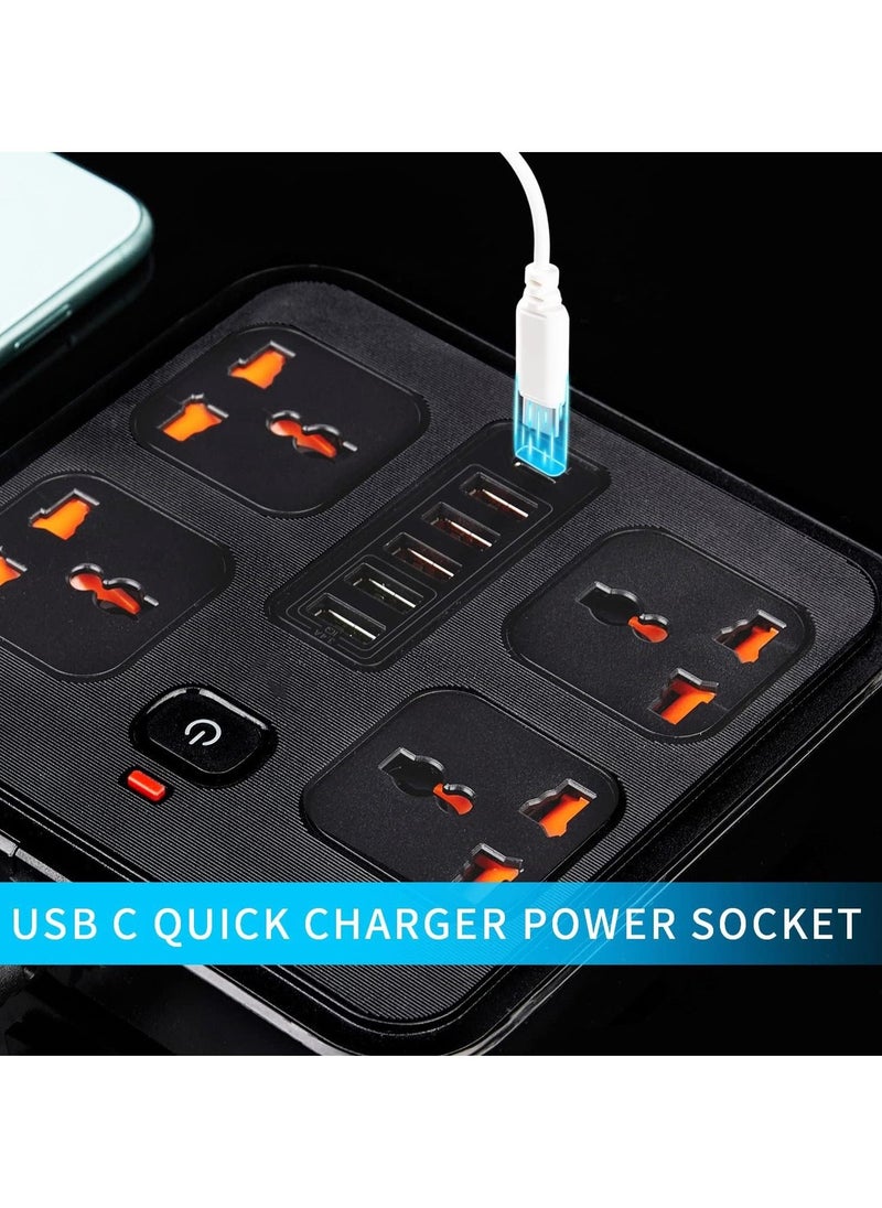 TYCOM Power Strip Surge Protector with USB Type C Extension Cord Flat Plug with Widely 4 AC Outlet and 5 USB 1 Type C Small Desktop Station Compact Socket for Travel Home and Office  - Image 4