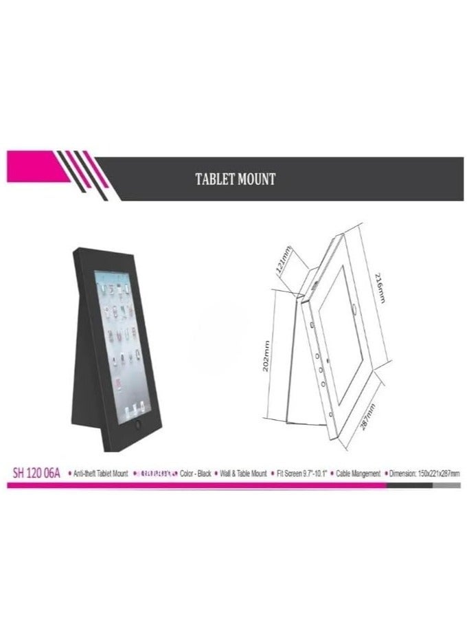 Skilltech Anti-Theft Tablet Mount – SH120-06AL Lockable Tablet Security Enclosure with Key Lock, Wall or Desk Mountable Bracket, Adjustable Viewing Angles, Durable Metal Frame, Ideal for Retail & Office Use – Black  - Image 5