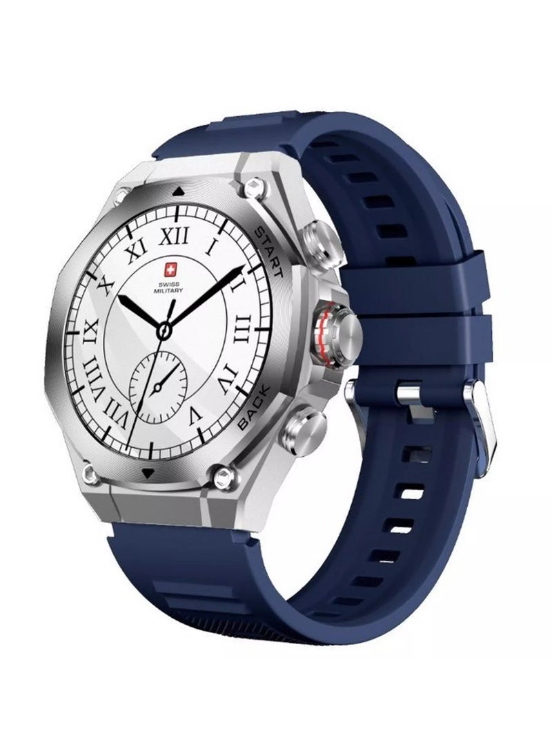 Swiss Military DOM 6 Smart Watch Silver Metal frame with Silicon Strap​ - Blue