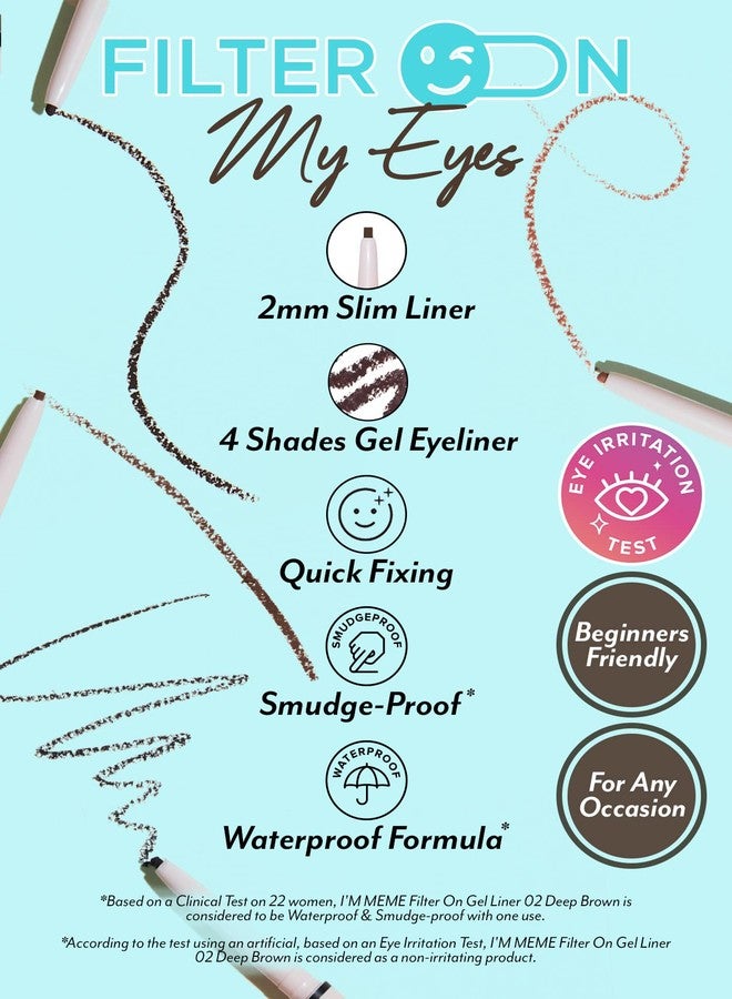 I'M MEME Filter On Gel Liner | Waterproof Liquid Eyeliner | Smudge Proof | 03 Brown - Image 3