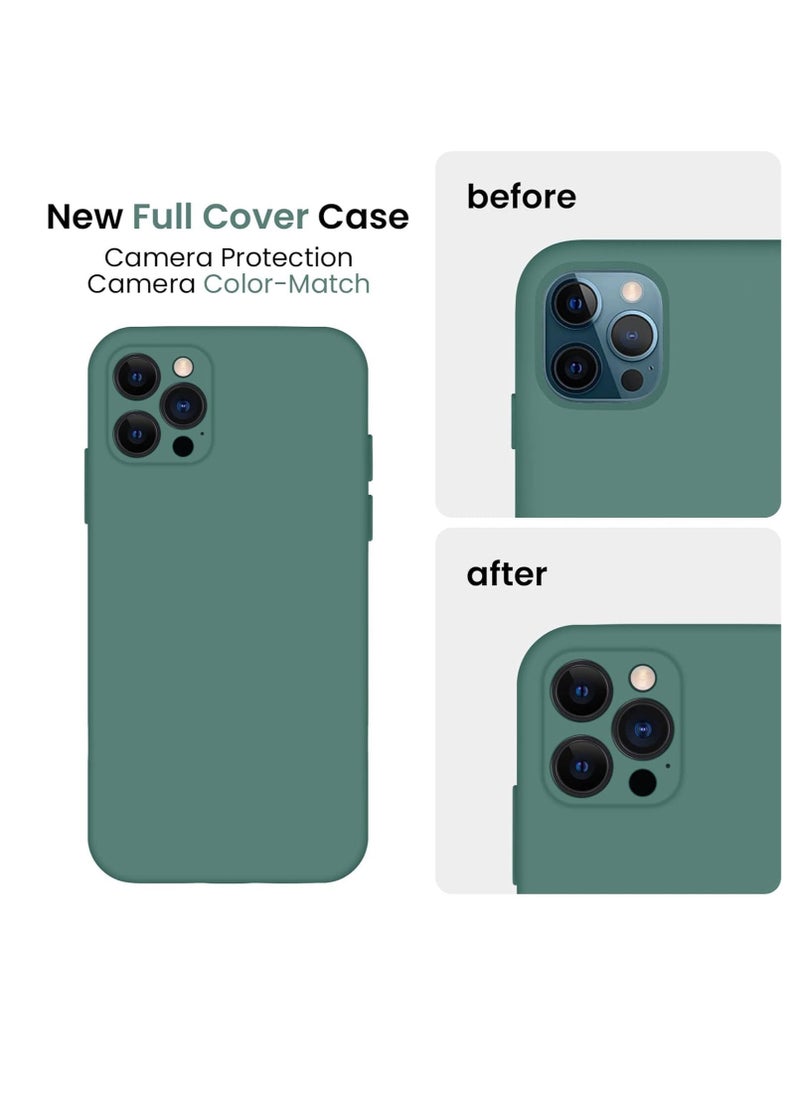 Raxoom Upgraded Silicone Case for iPhone 12 Pro 6.1" - Midnight Green, Enhanced Camera Protection, Soft Anti-Scratch Microfiber Lining - Image 3