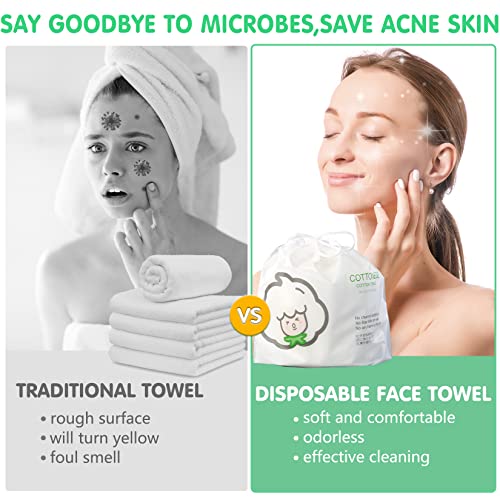 GothicBride Disposable Face Towel for Dry and Wet Use, 100% Cotton Facial Tissue, Ultra Thicked Facial Cleansing Towels, Multi-Purpose Dry Wipes for Makeup Removing, Sensitive | Baby Skincare - Image 5