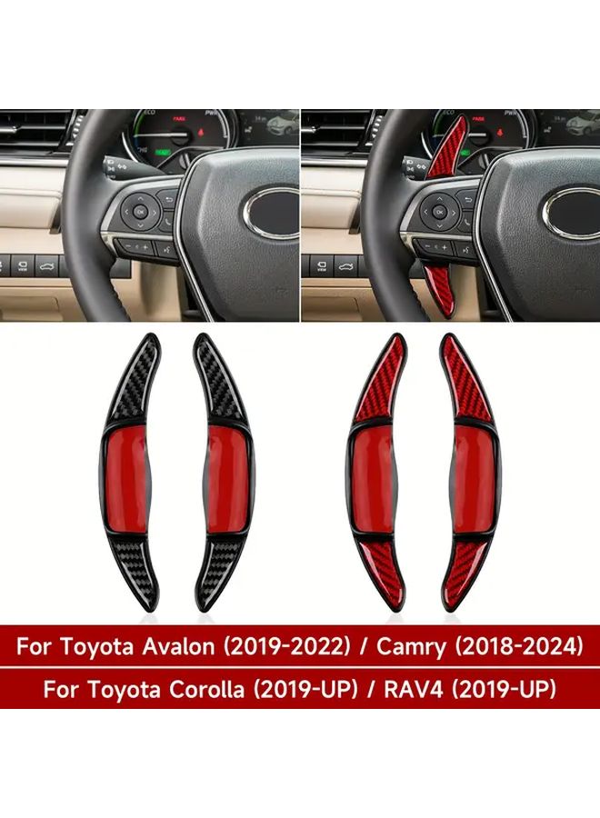 Carbon Fiber Steering Wheel Paddle Shifter Trim 2PCS Black For Toyota Models 2018 2026 - Image 1