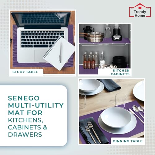 Senego by Trendy Home Anti-Slip Mat for Kitchen (45 cm x 5 m), Food Grade & Washable, Mat for Fridge, Shelves, Cupboards, EVA Shelf Liner Sheet for Drawers & Wardrobe (Diamond Texture, Purple) - Image 5