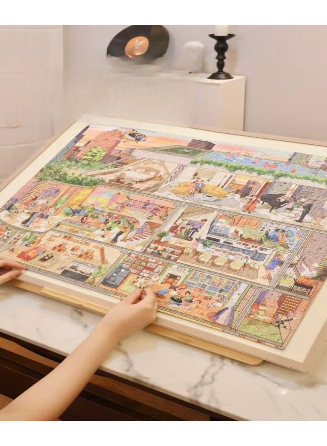 خلفية بياء حافة جمل 60 سم 80 سم بساط ألغاز قابل للطي غير قابل للانزلاق مع صينية تخزين تتسع لـ 1000 قطعة - Image 2