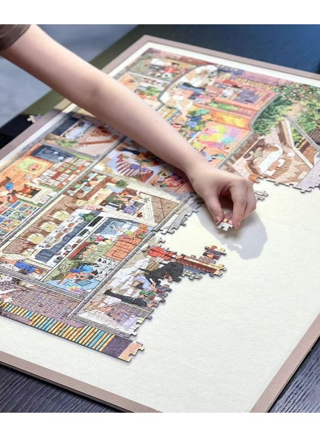 خلفية بياء حافة جمل 60 سم 80 سم بساط ألغاز قابل للطي غير قابل للانزلاق مع صينية تخزين تتسع لـ 1000 قطعة - Image 5