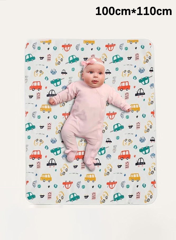 يا إلهي وسادة سرير للأطفال مقاومة للماء 100 × 110 بسطح قطن 100 ٪ ، سجادة داخلية قابلة لإعادة الاستخدام وقابلة للغسل للأطفال والأطفال الصغار والبالغين (سيارة) - Image 1