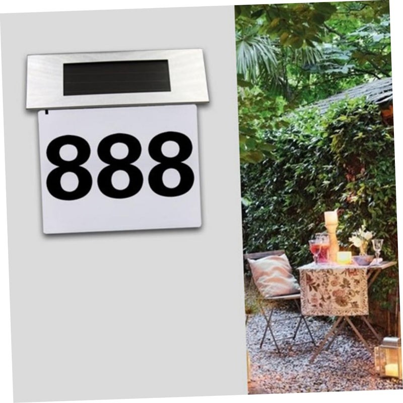 تصميم أنيق عالمي لافتة عنوان تعمل بالطاقة الشمسية POPETPOP من الفولاذ المقاوم للصدأ مع ألواح أرقام وملصقات أبجدية رقمية، لافتة عنوان شمسية مقاومة للماء للاستخدام الخارجي، سهلة التركيب، 4 مصابيح LED - Image 3