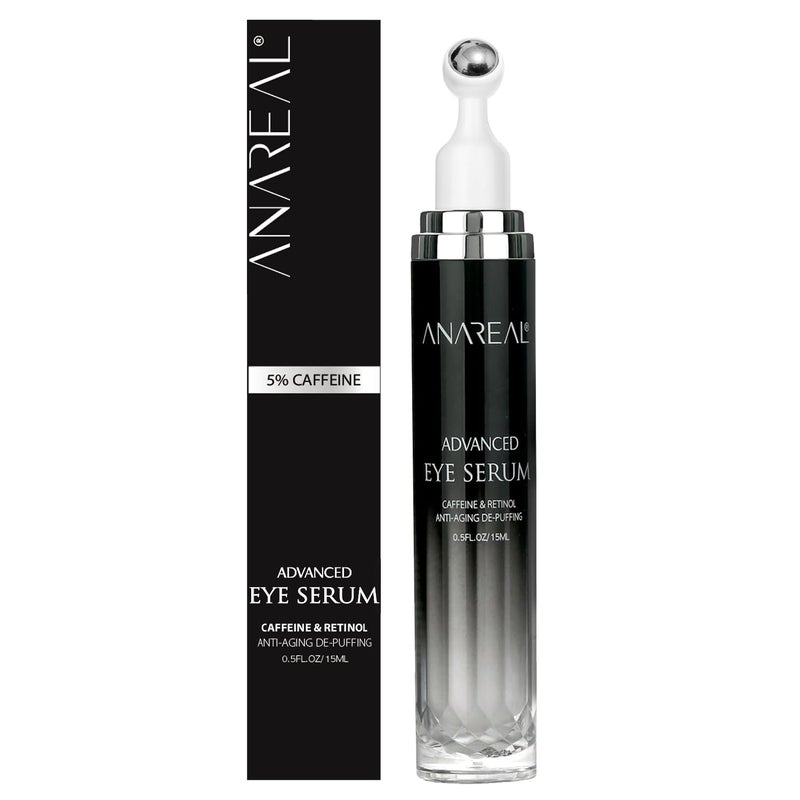 ANAREAL Eye Bags Treatment for Men: Eye Cream for Dark Circles, Caffeine Eye Cream, Eye Roller for Puffy Eyes, Puffy Eyes Treatment - Image 1