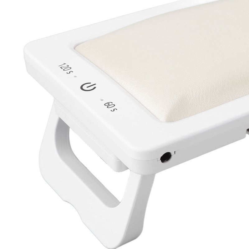 Foldable Nail Gel Dryer 27pcs Light Chips 2 Timing PU Leather Hand Pillow Nail Polish Curing Lamp White - Image 4