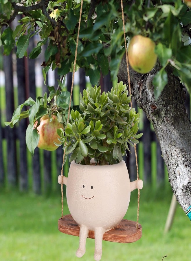 CONNOVA Swing Face Planter Pots, Wall Hanging Head Planters, Resin Smile Face Flower Pot, Creative Succulents Plants Pot Basket, for Indoor, Outdoor, Home Decor - Image 4
