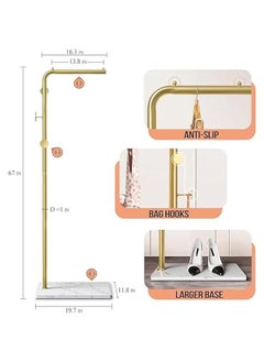 Beauenty Metal Coat Rack with 3 Hooks and Stable Base, Modern Coat Tree with Crossbar, L Shaped Coat Hanger Stand, Perchero De Pie, Free Standing Coat Rack for Entryway and Corner  - Image 2