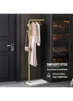 Beauenty Metal Coat Rack with 3 Hooks and Stable Base, Modern Coat Tree with Crossbar, L Shaped Coat Hanger Stand, Perchero De Pie, Free Standing Coat Rack for Entryway and Corner  - Image 3