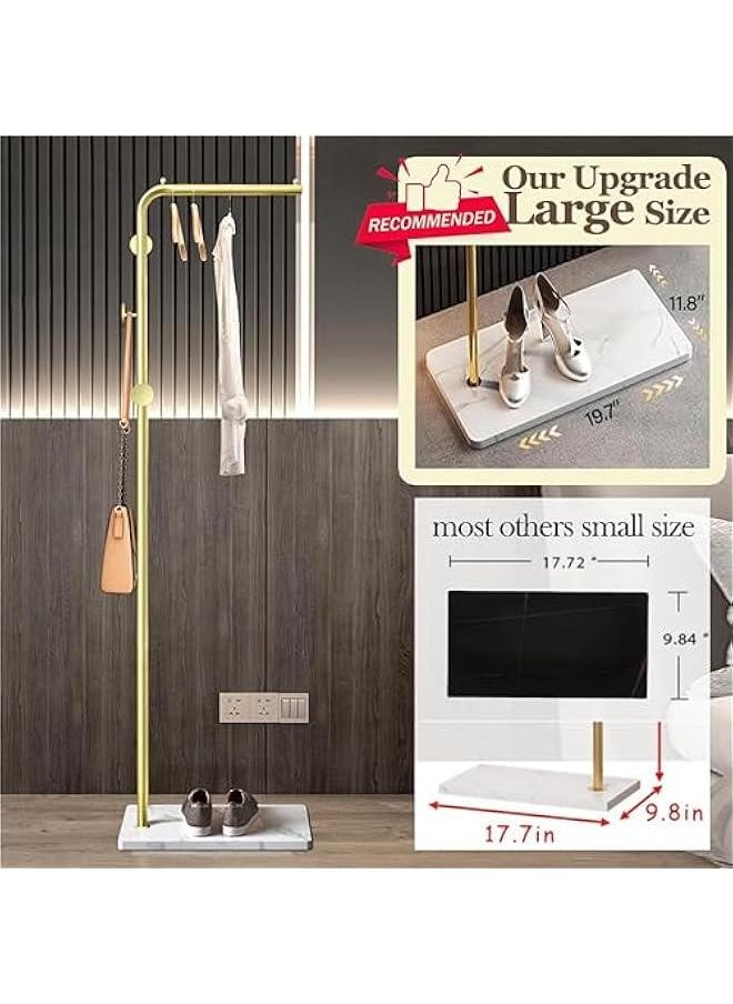 Beauenty - Metal Coat Rack with 3 Hooks and Stable Base, Modern Coat Tree with Crossbar, L Shaped Coat Hanger Stand, Perchero De Pie, Free Standing Coat Rack for Entryway and Corner - Image 1