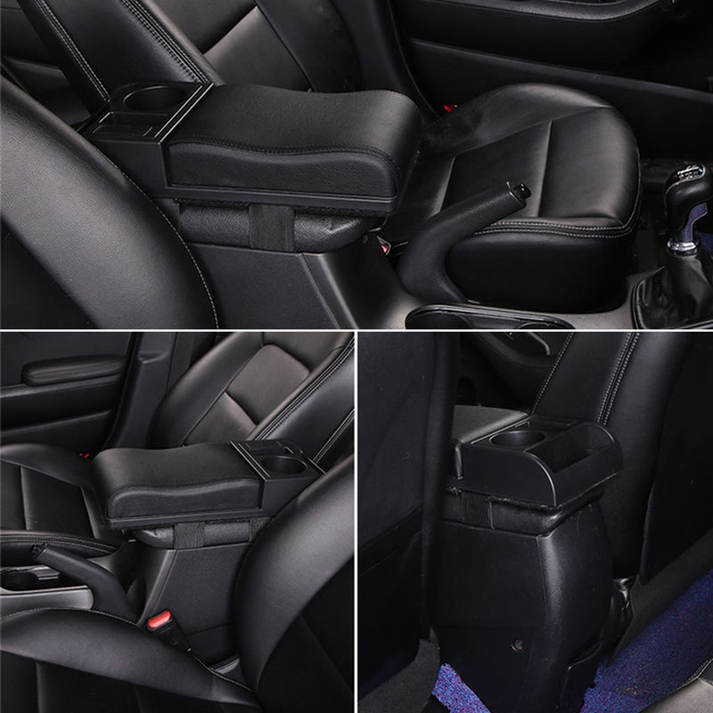 Car Armrest Cover Cushion Multifunction Auto Center Console Armrest Pillow with Retractable Panel USB Charging Port Cup Holder Storage Grid Fit for Most Car No Damage Installation - Image 2