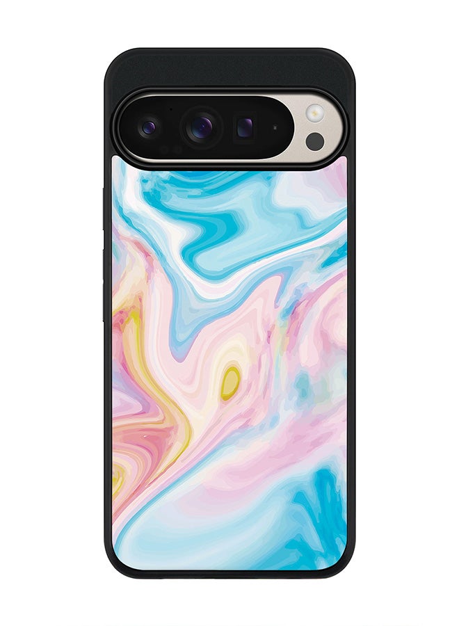 Stylizedd For Google Pixel 9 Pro XL Case,Slim fit Camera Protection, Shockproof Thin Phone cover - Marble Print Aqua - Image 1