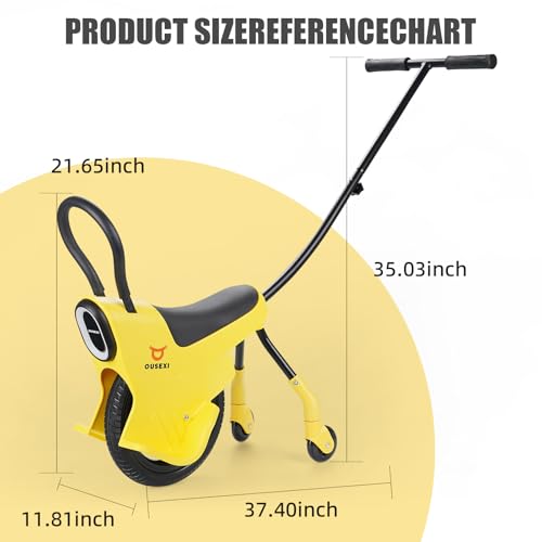 OUSEXI Hand Push Unicycle Kids Push Car2in1 Toddler Trike Push Bike StrollerParentChild Play Balance Push CarOutdoor Ride On Toys for Kids Ages 38Yellow - Image 5