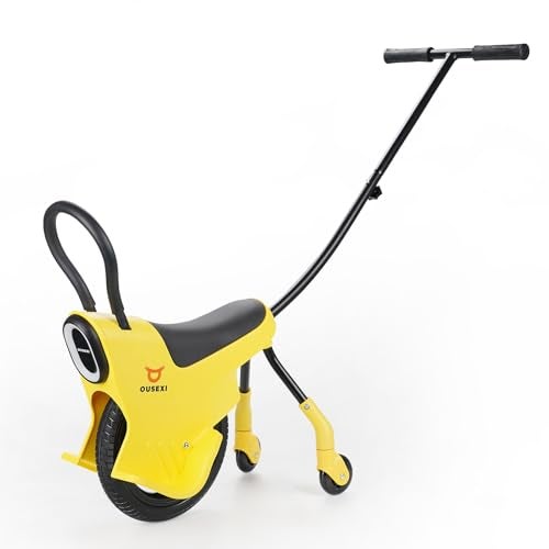 OUSEXI Hand Push Unicycle Kids Push Car2in1 Toddler Trike Push Bike StrollerParentChild Play Balance Push CarOutdoor Ride On Toys for Kids Ages 38Yellow - Image 1