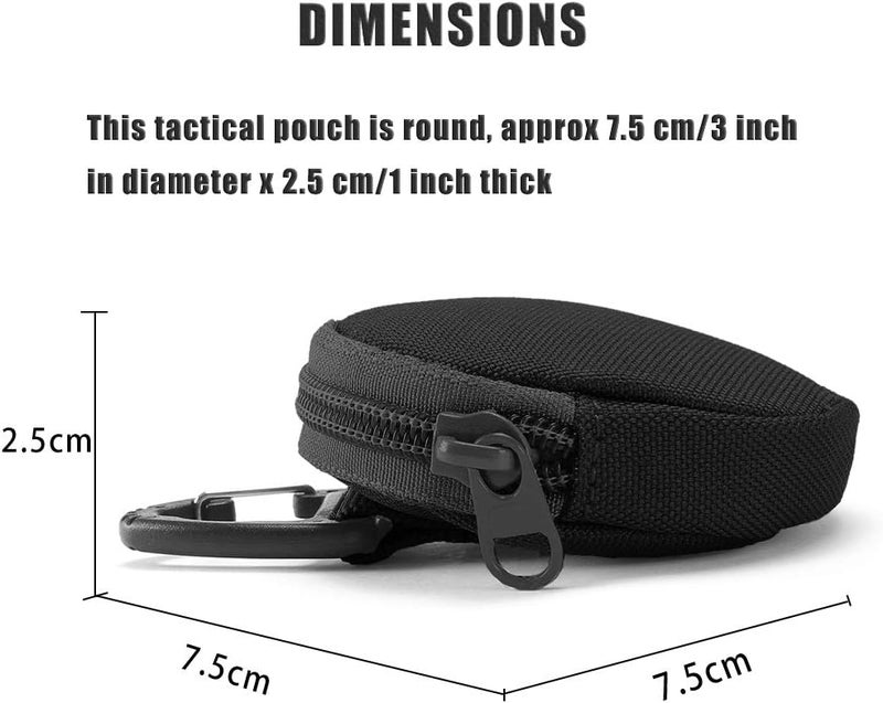 tactical small storage bag, round change bag keychain, professional EDC accessory box, small change clip for military equipment bag, wireless earphone storage bag, black 2pcs - Image 3