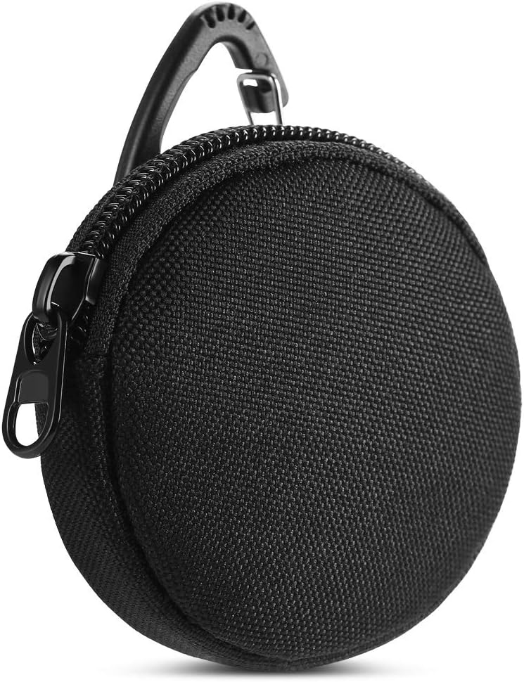 tactical small storage bag, round change bag keychain, professional EDC accessory box, small change clip for military equipment bag, wireless earphone storage bag, black 2pcs - Image 4
