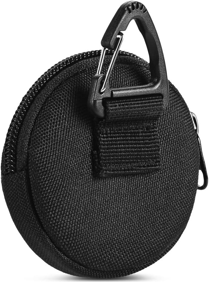 tactical small storage bag, round change bag keychain, professional EDC accessory box, small change clip for military equipment bag, wireless earphone storage bag, black 2pcs - Image 5
