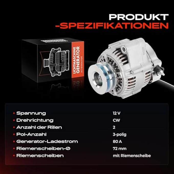 Frankberg Alternator 80A Compatible with Land Cruiser 80 J8 4.5L Petrol 1992/08-1997/12 Replace# 1012115270 - Image 4